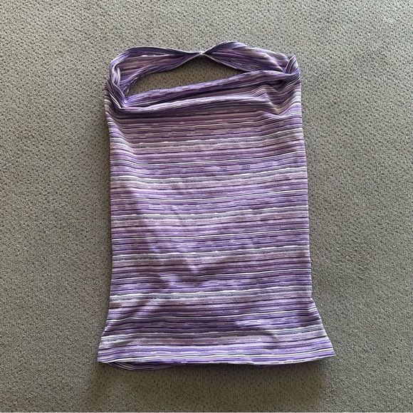 Y2K Stretchy Purple Striped Women's Top S/M - Picture 1 of 4